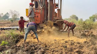 Borewell Drilling  3 Hp Motor 195 Feet Deep boring With Coconut water checking Method  Borewells [upl. by Lydia]