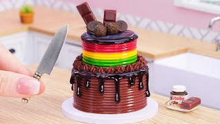 How To Make Miniature CHOCOLATE Buttercream Cake 💖🌈 Best Rainbow Chocolate Cake Recipe [upl. by Elletnahs]