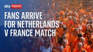 Fans arrive for Euro 2024 Netherlands v France match [upl. by Nahsad]