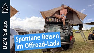 Spontane Reiseabenteuer I DZN Setup OffroadLada mit Frontrunner Dachzelt [upl. by Ased541]