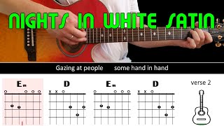 NIGHTS IN WHITE SATIN  The Moody Blues  Guitar lesson  Acoustic guitar with chords amp lyrics [upl. by Hurst]