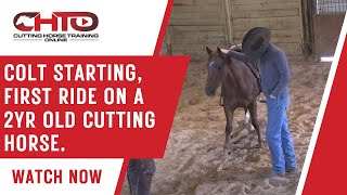 Colt Starting First Ride On A 2yr Old Cutting Horse [upl. by Enahsed]