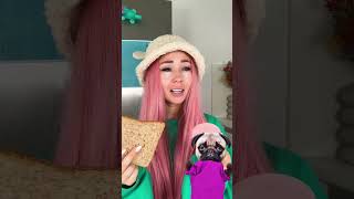 SHE TOOK A BITE OF BREAD SHAPED LIKE A SAUSAGE 😋 FUNNY funnyanimals dog food hack [upl. by Ytineres]