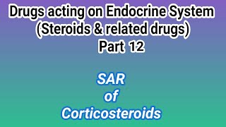 SAR of Corticosteroids  Medicinal Chemistry  III B Pharm V Semester  Unit 4  III Pharm D [upl. by Schoening]