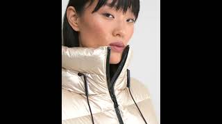 RUDSAK Shiny TATYANA Padded METALLIC DOWN PUFFER Jacket Hooded Glossy Ivory Women [upl. by Henig739]