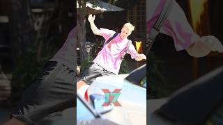 Justin Bieber Gives HighFives While Cruising On His Croc Skates [upl. by Uaeb]