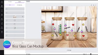 16oz Libbey Glass Can Mockup Canva Tutorial [upl. by Elsey]