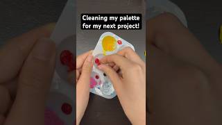 Cleaning my palette satisfying art paint shorts [upl. by Eicnahc]