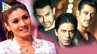 Raveena Tandon’s EXCLUSIVE Khan Quiz  Shah Rukh Khan  Salman Khan  Aamir Khan [upl. by Ahsinut]