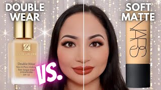 ESTEE LAUDER DOUBLE WEAR VS NARS SOFT MATTE COMPLETE FOUNDATION  Review amp 12hr Wear Test [upl. by Oiramal800]