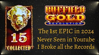 💵I BROKE All the Records 1st EPIC MEGA JACKPOT 15 Heads 2024 Buffalo Revolution [upl. by Deden813]