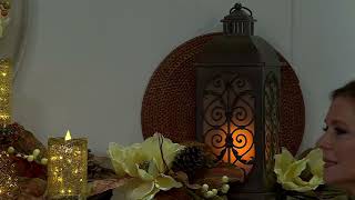 IndoorOutdoor 18quot Flickering Flame Metal Leaf Lantern by Valerie on QVC [upl. by Yekcin]