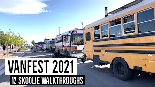 SKOOLIE TOURS  12 Walkthroughs at VanFest 2021  TaleOfTwoSmittys [upl. by Revart]