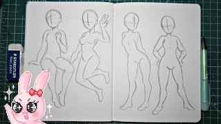 4 Ways to Draw Manga Female Poses [upl. by Nilak746]