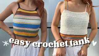 how to crochet an EASY crop top  beginner basic tank top tutorial [upl. by Ardella]