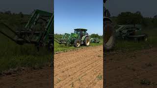 JD 5095M pulling JD 1360 mower [upl. by Cutter]