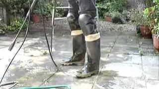 Jetwashing in wellington boots [upl. by Coffin]