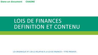 DEFINITION ET CONTENU des LOIS DE FINANCES [upl. by Thagard]