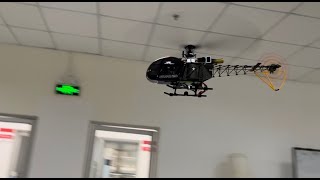 Flying a RC SA315B Lama scale helicopter indoors [upl. by Quickman]