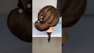 Easy bun hairstyle hairstyletutorials bunhairstyleforwedding buntutorial buntricks shortsfeed [upl. by Bledsoe]