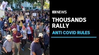 Thousands rally in Brisbane against lockdowns and masks as the state records no new cases  ABC News [upl. by Alleirbag]