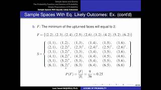 Probability Theory 12 Sample Spaces With Equally Likely Outcomes [upl. by Ixela509]