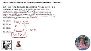 13UECE20241Se o resto da divisão do polinômio Px  de grau n [upl. by Fabriane]