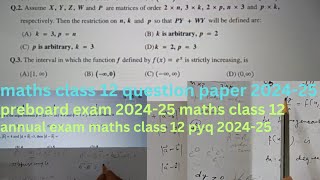 class 12 maths preboard exam 202425  question paper  preboard maths class 12 paper 202425  cbse [upl. by Anabal]