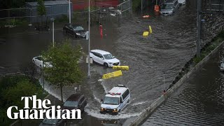 Flash flooding causes mayhem in New York City [upl. by Silbahc]