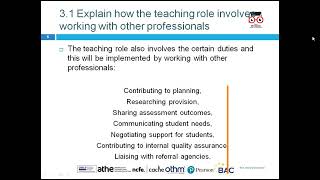 NCFE L4 CET Understanding roles responsibilities and relationships in education and training LO3 [upl. by Jakie]