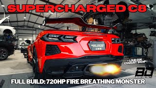 Supercharged C8 Corvette 720HP Build and Dyno Runs SOUNDS AMAZING Z06 Exhaust SWAP [upl. by Akihsar]