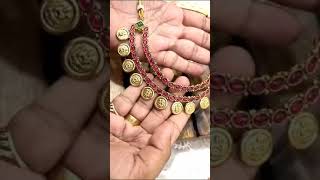 Lakshmi antique haram set Shade antique brown With earrings Metal  aluminum and copper [upl. by Ahsenauq]