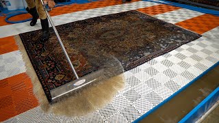 Deep Cleaning 20 YEARS of Embedded DIRT from a beautiful WOOL RUG [upl. by Camellia]