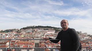 Santa Justa Lift  Panoramic View Alfama Lisbon Portugal 25Dec2018  Sony RX100 M6 [upl. by Eillil]