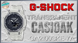 Ghost In The Shell  GShock Transparent Casioak 200m Quartz GA2100SKE7A Unbox amp Review [upl. by Icats]