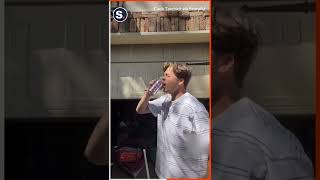 Man Runs Into Garage Door While Attempting Sparkling Water Challenge [upl. by Abramo737]