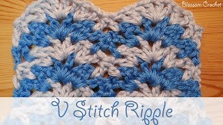 Simple Crochet Ripple V Stitch  Blanket  Scarf [upl. by Bow98]