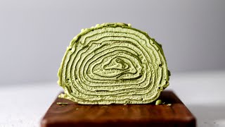 Matcha Crepe Roll Cake  So Soft amp Creamy  Recipe without Oven [upl. by Franchot572]