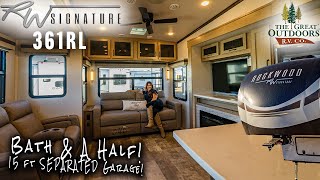 ULTRALUXURY Rear Living Fifth Wheel w Kitchen Island  Rockwood Signature 361RL [upl. by Nerret]