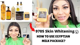 I Spent 970 monthly on Skin WHITENING products 😲 How to use EGYPTIAN MILK WHITENING PACKAGE❗ [upl. by Parsifal297]