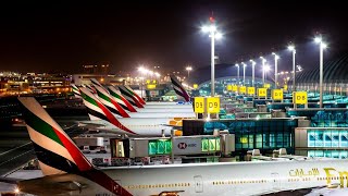 airplane landing and takeoff in Dubai night view [upl. by Enileoj612]