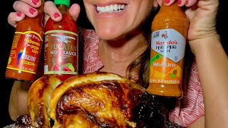 ASMR a Whole Rotisserie Chicken plus hot sauces [upl. by Ynatsed]