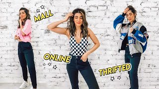 ONLINE vs MALL vs THRIFT HAUL ☆ shopping 3 ways for spring [upl. by Neerom399]