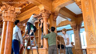 Part 2  The Workmanship Of The Craftsmen Is Amazing  Beautiful Wooden Living Room Decoration [upl. by Antrim]