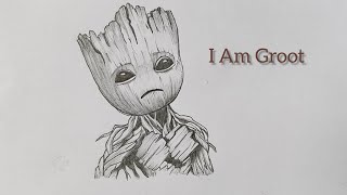 How To Draw Marvel Groot  Groot Drawing Step By Step  I Am Groot [upl. by Yelsiap]