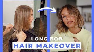 HAIR MAKEOVER WITH BLONDE BALAYAGE  LONG BOB HAIRCUT [upl. by Kirtley703]