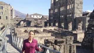 Roman Ruins of Aosta Italy  Walks Traveler [upl. by Bunder]