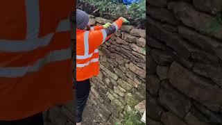 REBUILDING A DRY STONE WALL SECTION stonework construction landscaping [upl. by Clemente264]