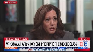 Kamala Harris Tim Walz do first press interview [upl. by Yerhcaz]