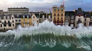 Grande marée mars 2023 Drone SaintMalo France Giant wave [upl. by Mharba760]